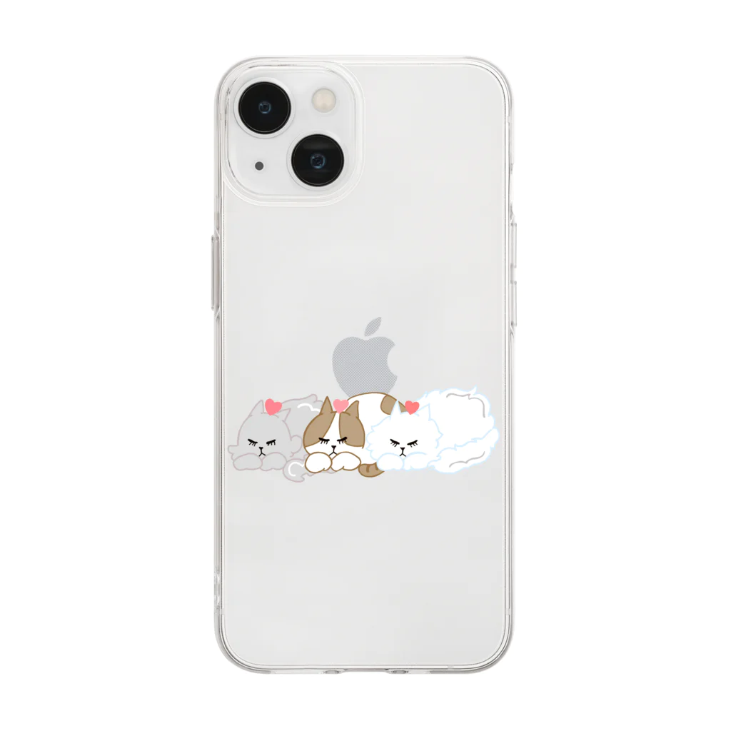 Hinanochin.shopのThree Cats Soft Clear Smartphone Case