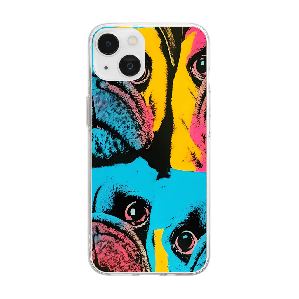 TakashiSのsurprised face pug Soft Clear Smartphone Case