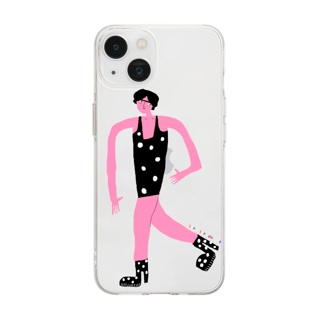 clareclaredoodleのwalking lady phone case Soft Clear Smartphone Case