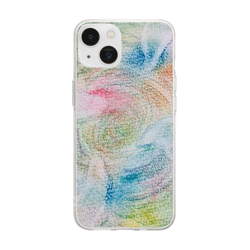 絵描き ひろみるん♪ オリジナル アートグッズSHOPのパステル画イルカ Soft Clear Smartphone Case