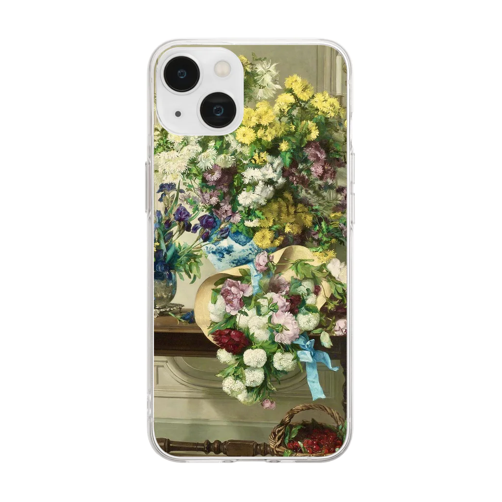 花名画アートグッズのJenny Villebesseyx 《花のある静物》 Soft Clear Smartphone Case