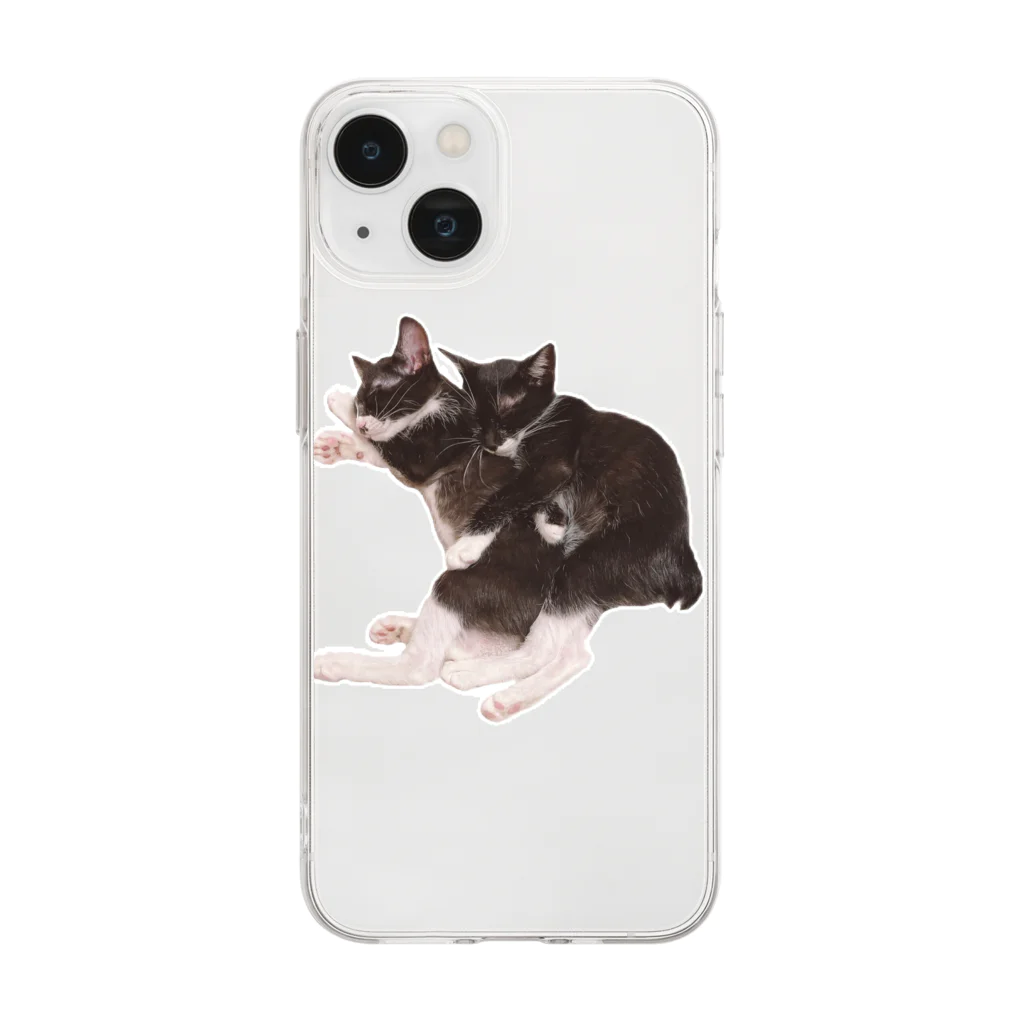 ぽんず保護猫40のえまこまねんね Soft Clear Smartphone Case