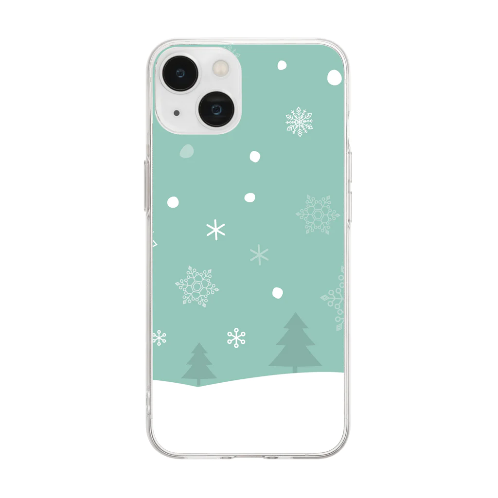 orange_honeyの雪の結晶22 Soft Clear Smartphone Case