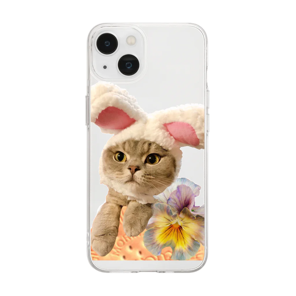 sumire-britishのうさねこ Soft Clear Smartphone Case