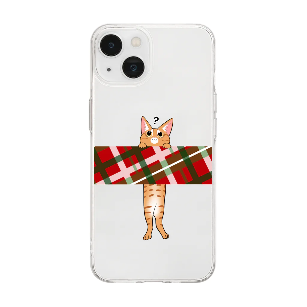 アトリエ『猫虹彩パレット』🐈🌈🎨の【ちぇっく】ぶらんとれおんくん Soft Clear Smartphone Case