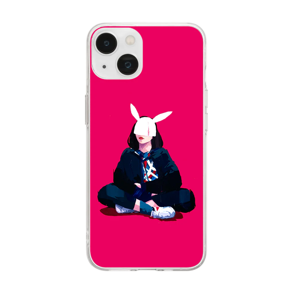 有村佳奈のART FASHION SHOPのRED RABBIT2 Soft Clear Smartphone Case