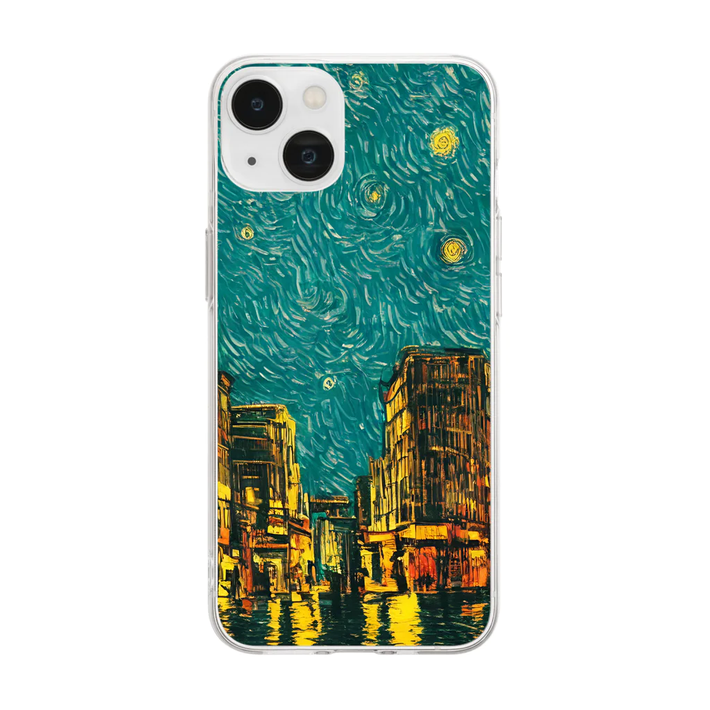 TakashiSのnight sky after rain Soft Clear Smartphone Case