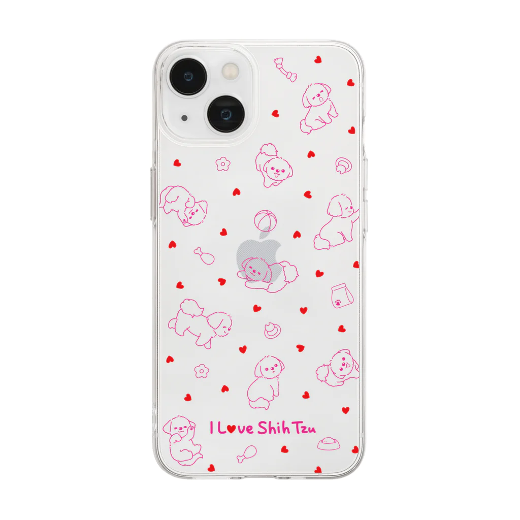 ぴいこでざいんのアイラブシーズー（ピンク） Soft Clear Smartphone Case