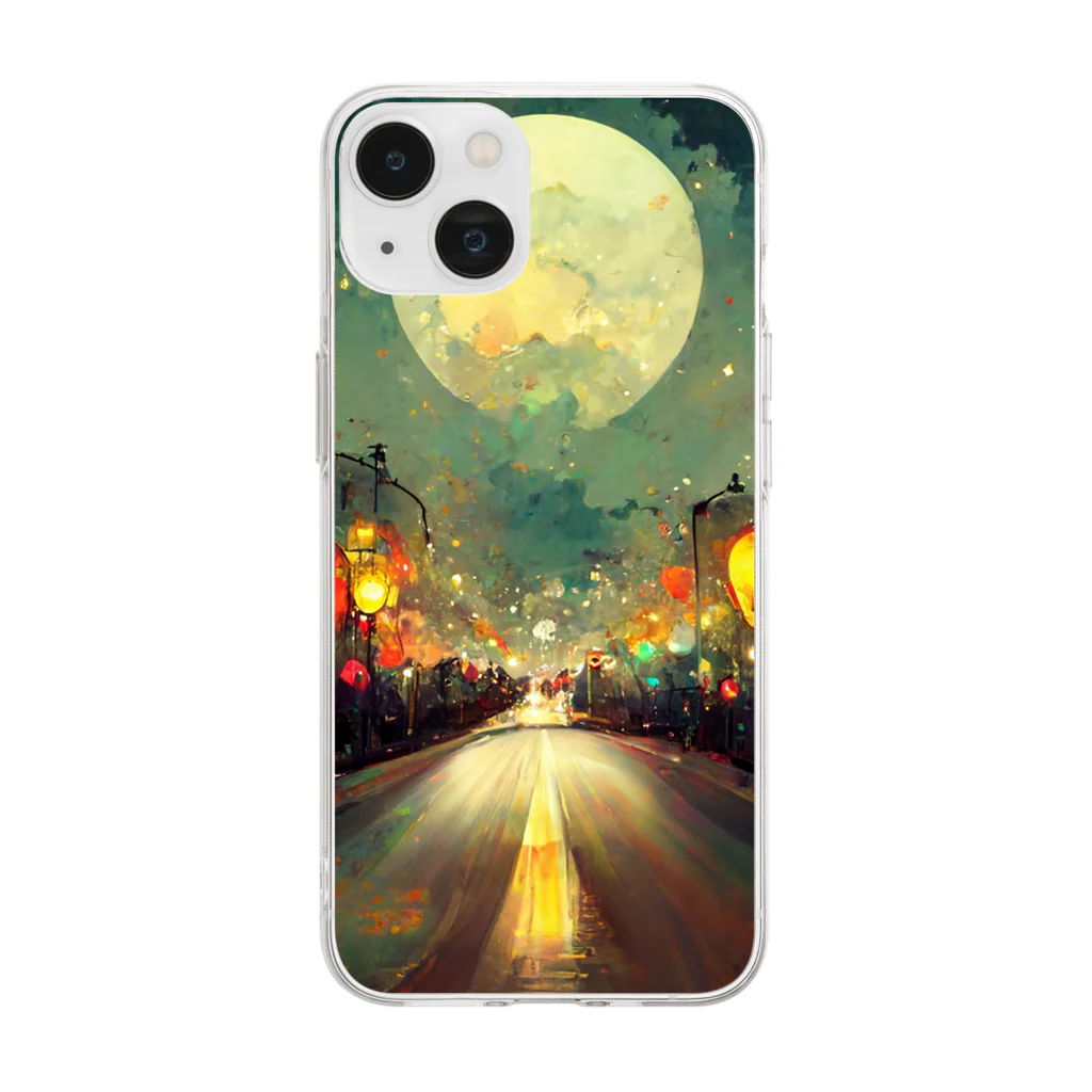 between 01のMoon & Lights / 月と街灯 Soft Clear Smartphone Case