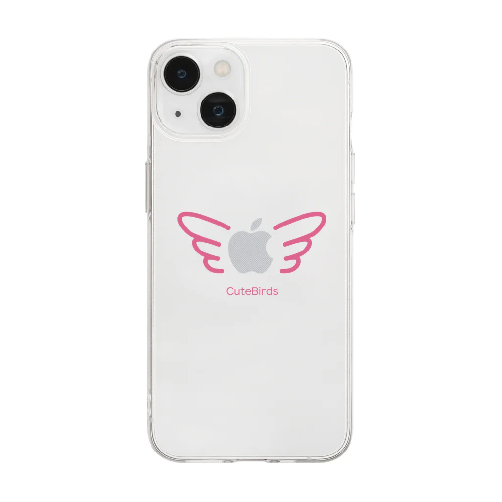 Cute BirdsのCute Birds　羽ピンク Soft Clear Smartphone Case