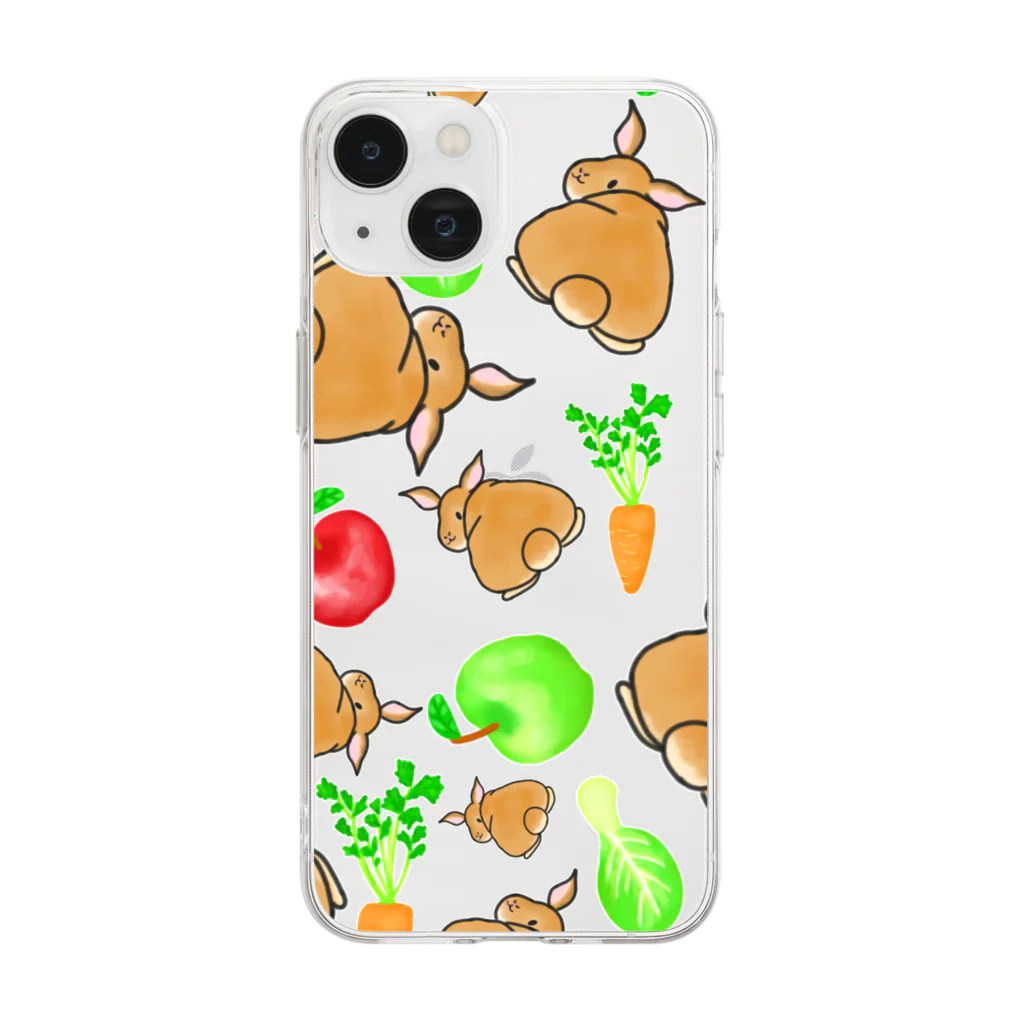 Lily bird（リリーバード）の野菜と果物とうさぎさん Soft Clear Smartphone Case