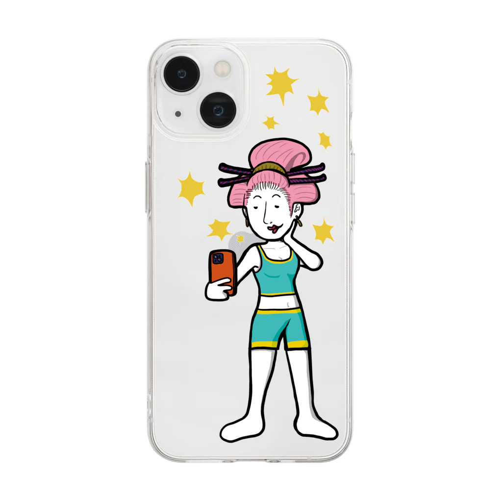 Oedo CollectionのSelfie Girl／ソフトクリアスマホケース Soft Clear Smartphone Case