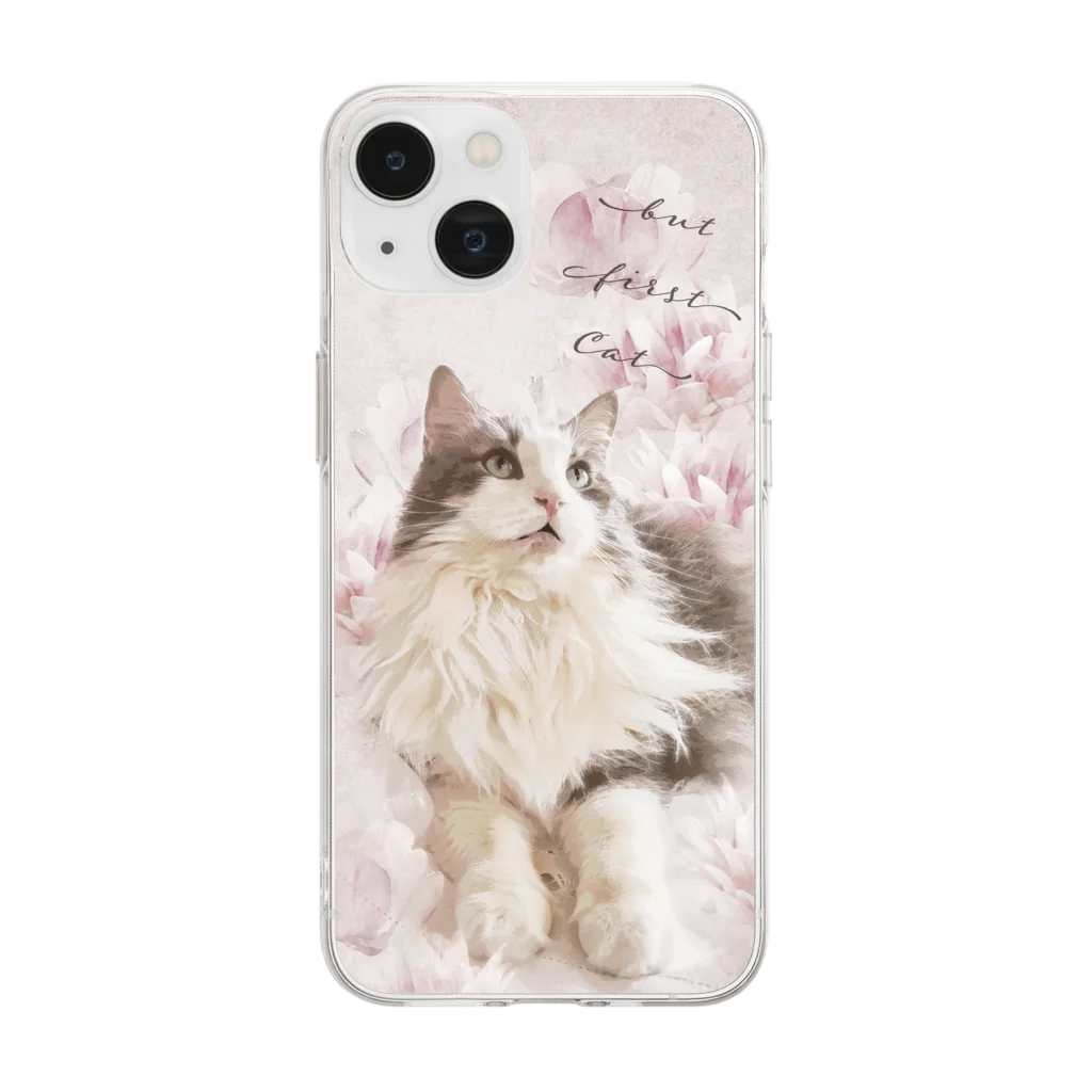 おやさい店 ０８３１のねこもふる Soft Clear Smartphone Case