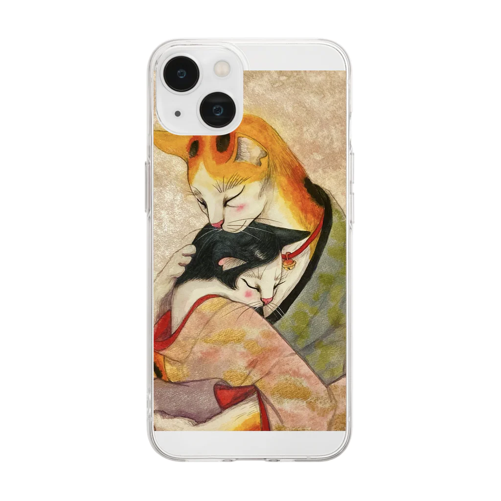 JAMES ITOの和猫　愛する2人 Soft Clear Smartphone Case