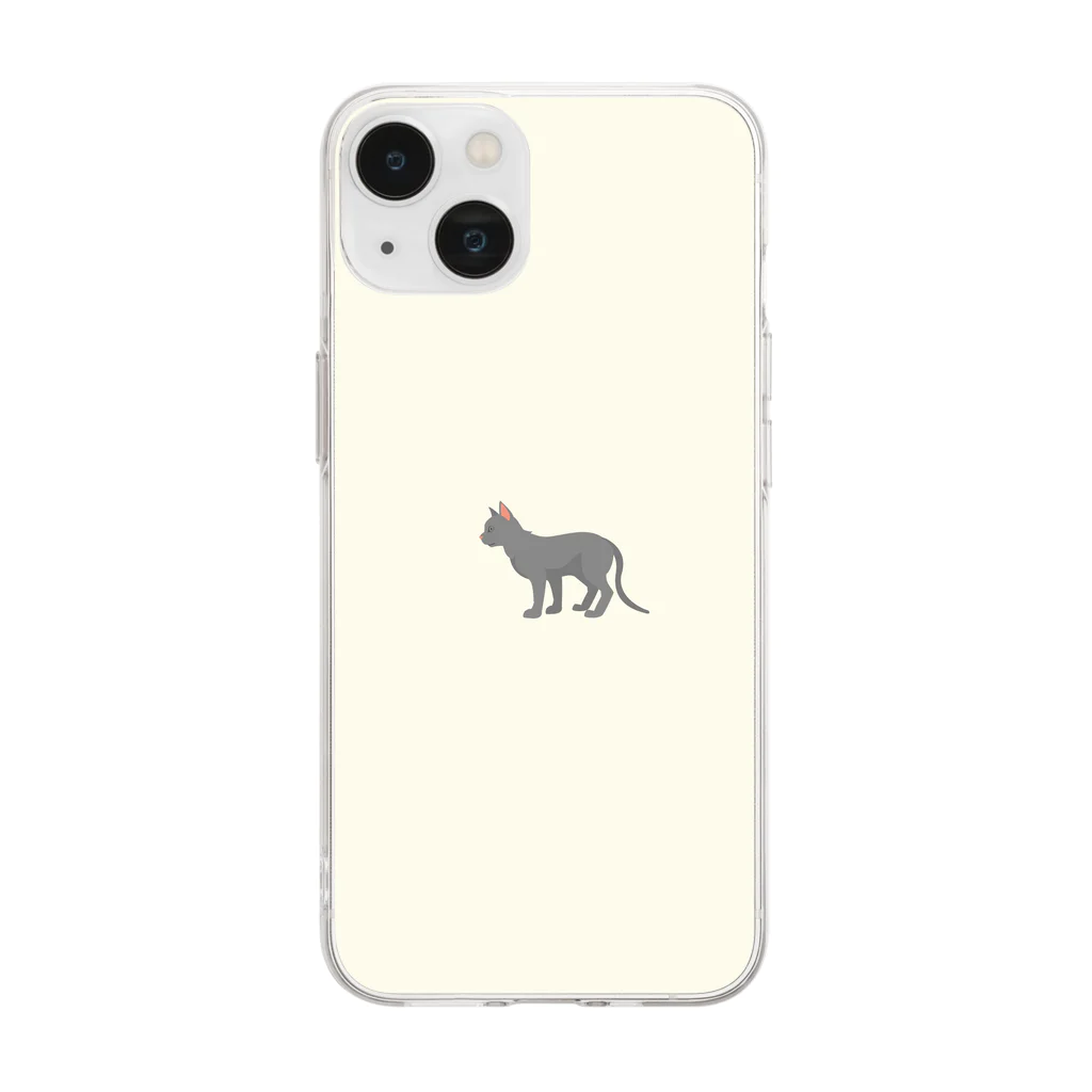 orange_honeyの猫1-14 灰猫 Soft Clear Smartphone Case