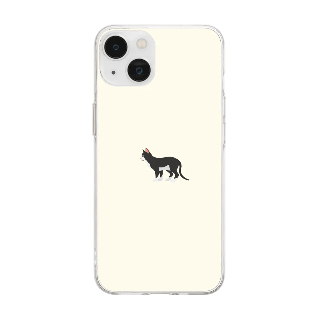 orange_honeyの猫1-17 タキシード猫 Soft Clear Smartphone Case
