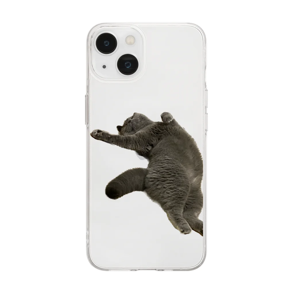 むっちり猫のむっちり丸のお腹ぽっこりむっちり丸 Soft Clear Smartphone Case