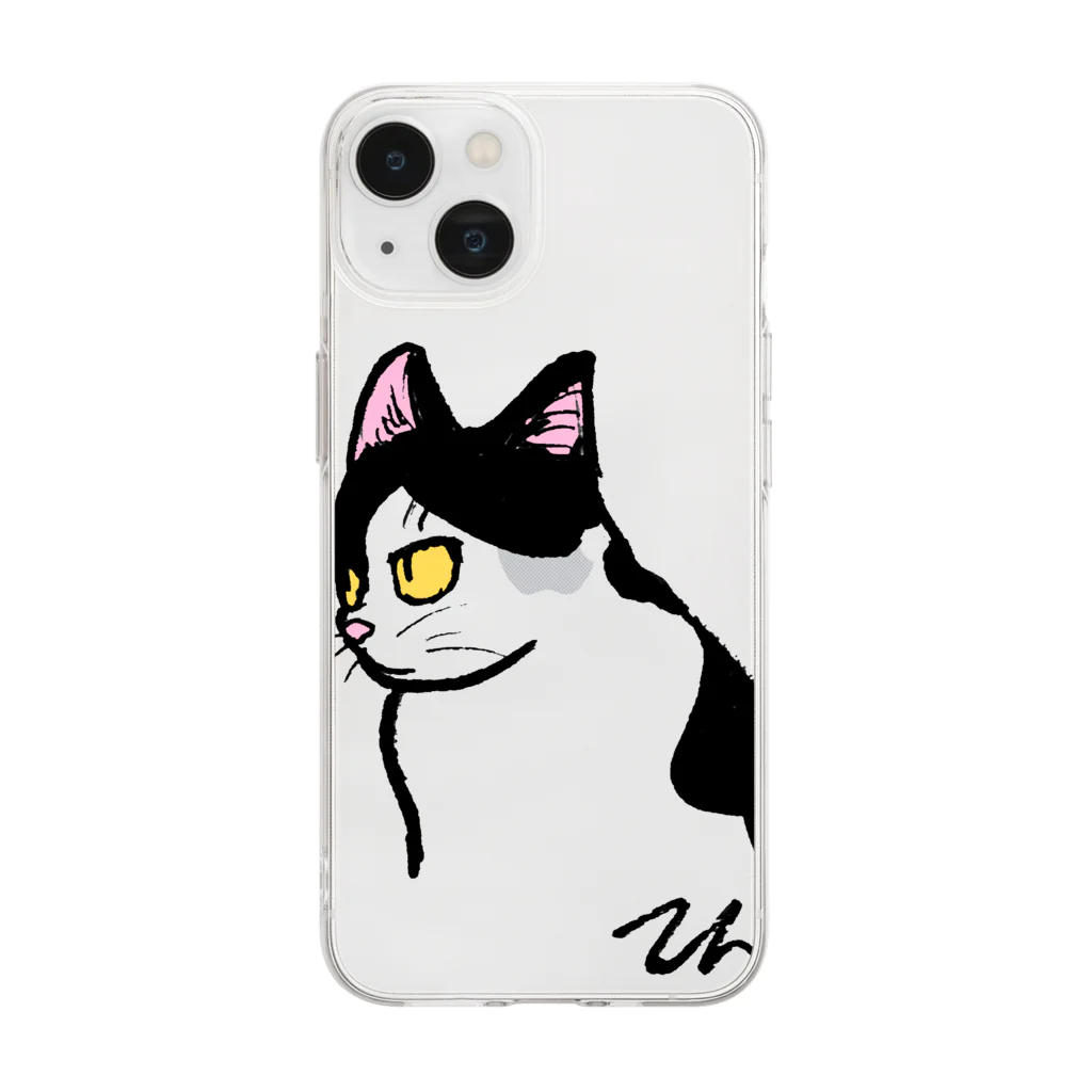 toru_utsunomiyaの猫のテン Soft Clear Smartphone Case