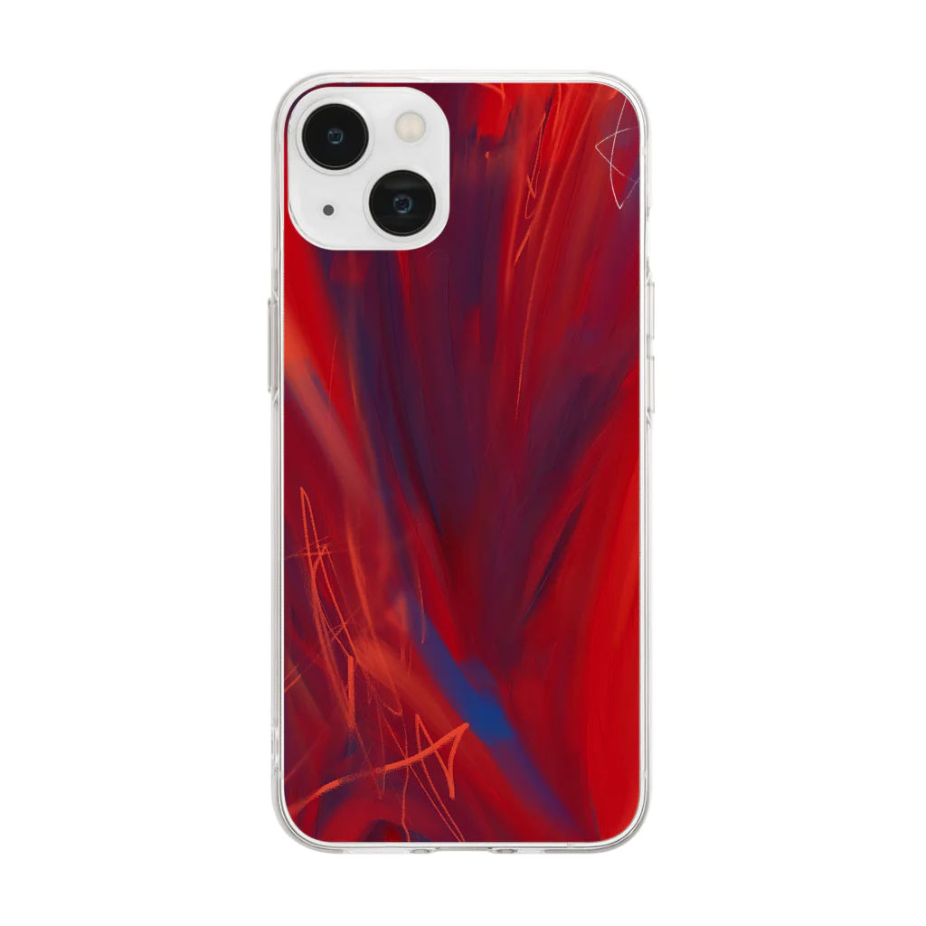 SUMMER_deepseaのRED 〜赤い絵〜 Soft Clear Smartphone Case