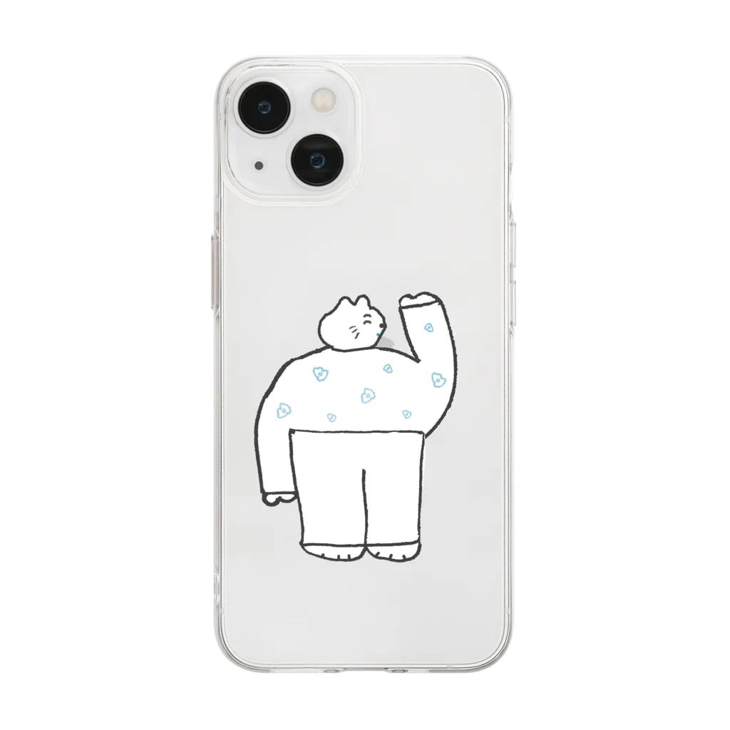 hananomiの花柄を着たねこ Soft Clear Smartphone Case