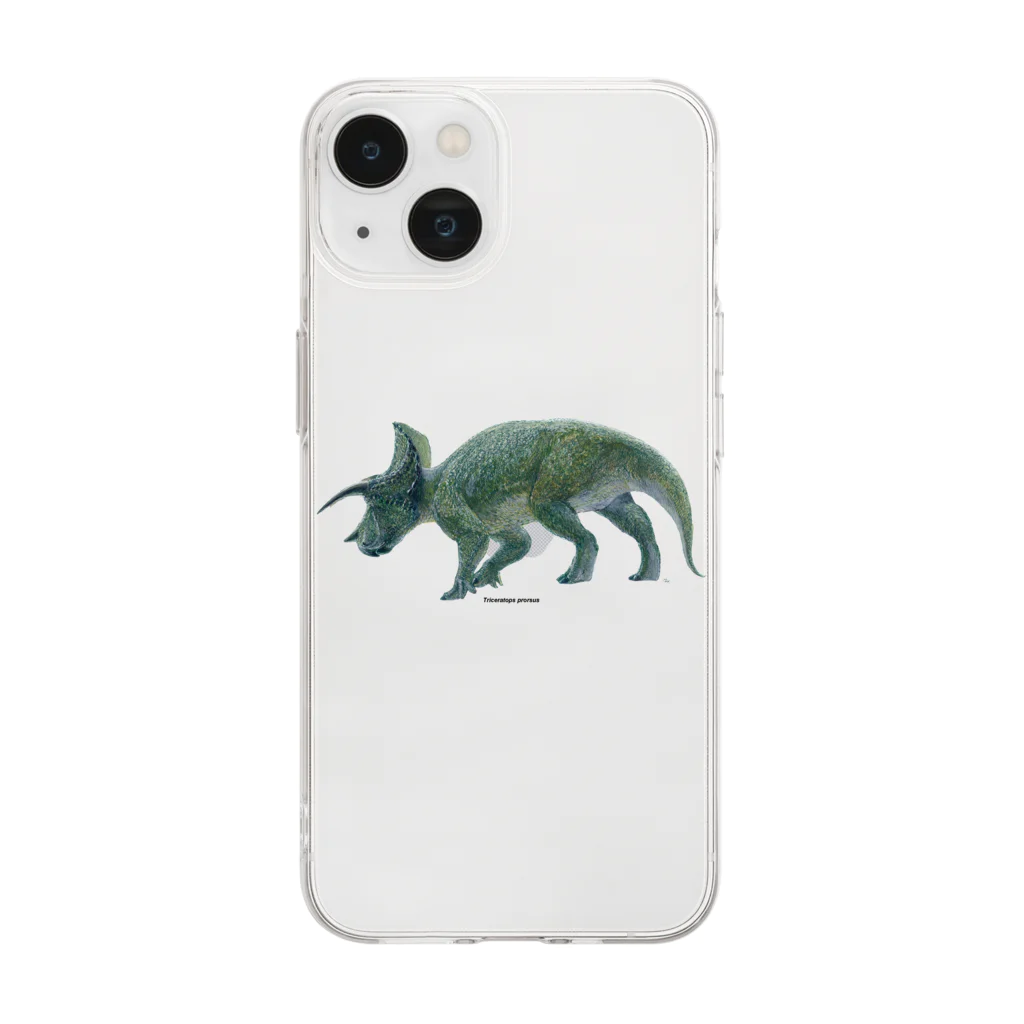 segasworksのTriceratops prorsus(トリケラトプス ・プロルスス)着彩画 Soft Clear Smartphone Case