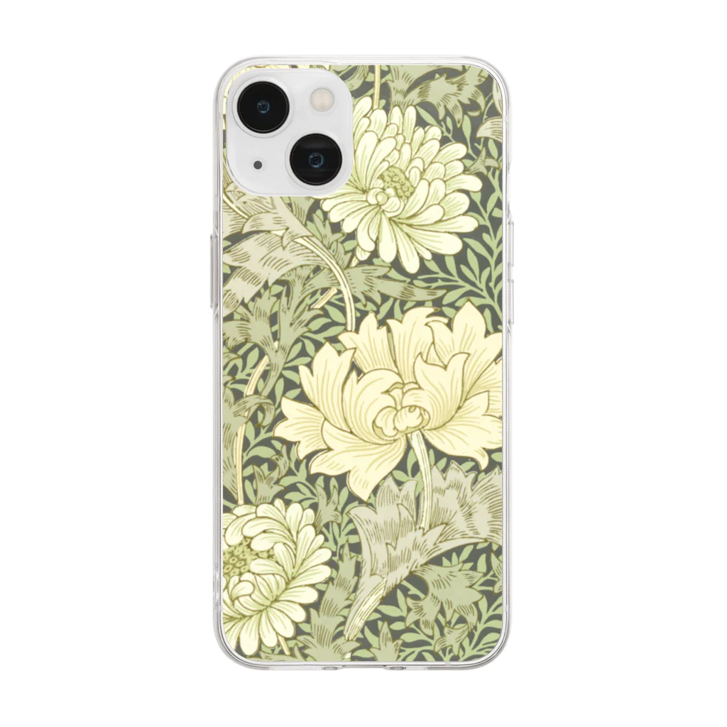 かえる商店のChrysanthemum by William Morris Soft Clear Smartphone Case