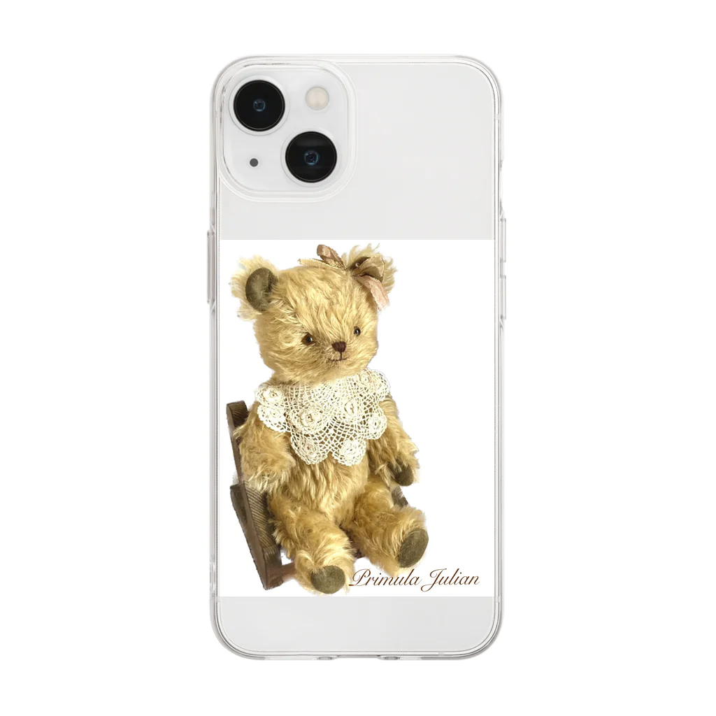 primula_julians_goodsshopのPrimula Julianのおすわりくまさん Soft Clear Smartphone Case