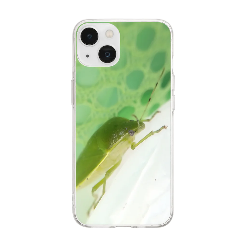 月澄狸のツヤアオカメムシ Soft Clear Smartphone Case