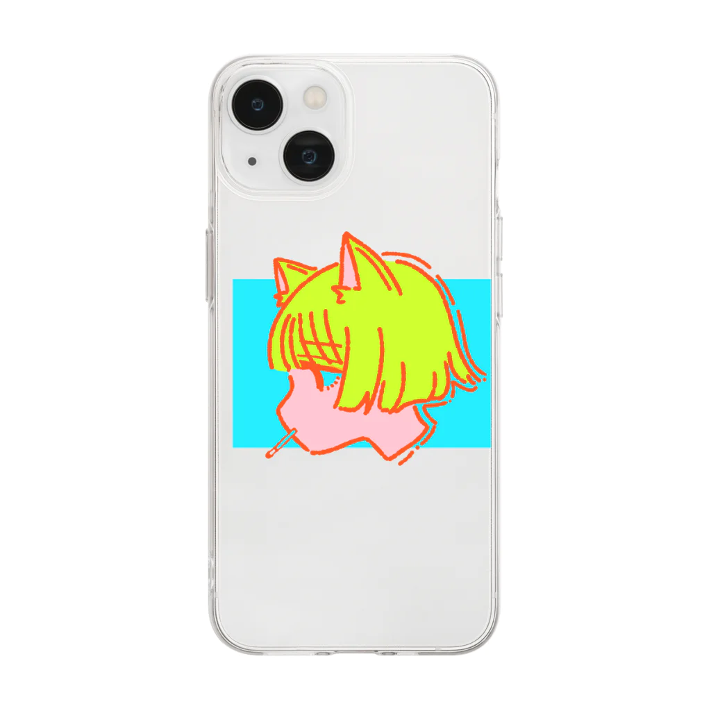 酒代のnekomimi タバコ Soft Clear Smartphone Case