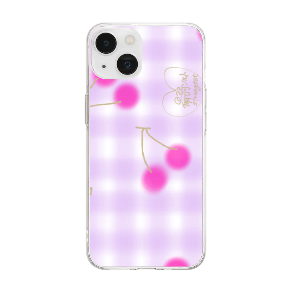 ソルトの部屋着のさくらんぼラベンダーギンガム Soft Clear Smartphone Case