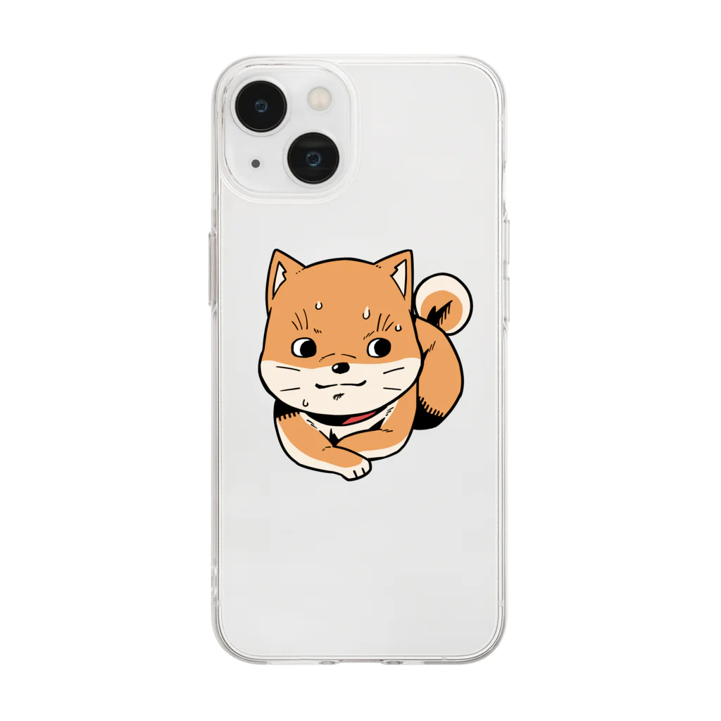 山口さぷり SUZURI店の目そらし柴犬 Soft Clear Smartphone Case