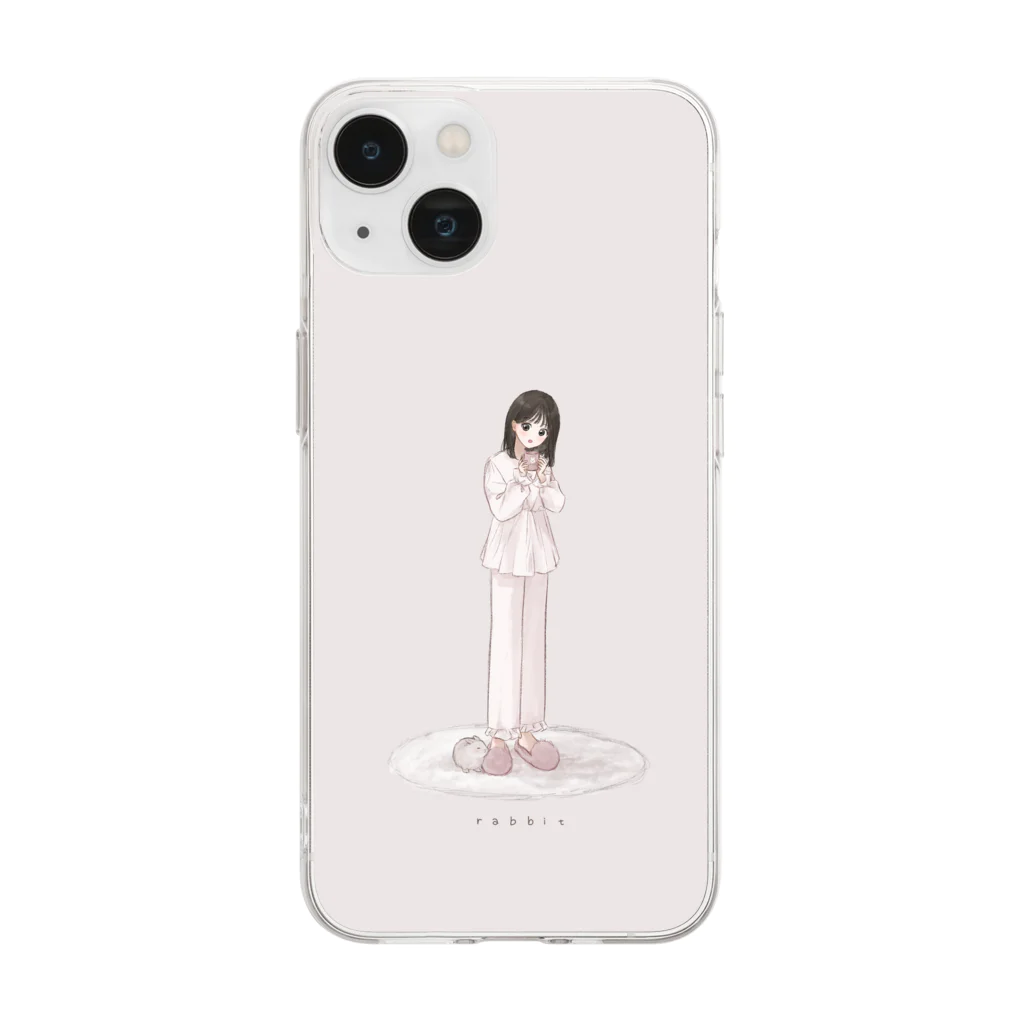 Rabbitのうさぎと女の子 Soft Clear Smartphone Case