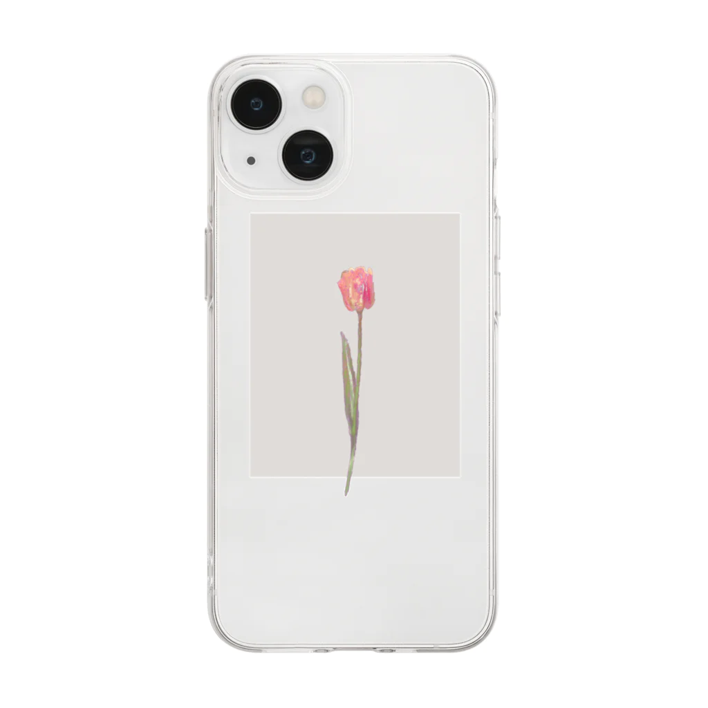 rilybiiの🍑 peach milk tea × peach tulip . Soft Clear Smartphone Case