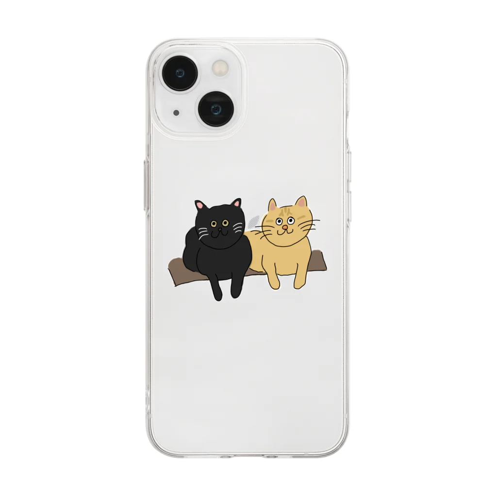 お髭ちゃんのおみせ。の寄り添い猫ちゃんず。 Soft Clear Smartphone Case