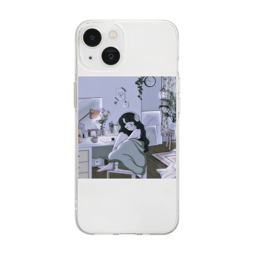 01-の見ないで...ちゃん Soft Clear Smartphone Case