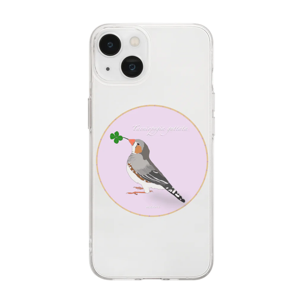 manmi_hoshinoのキンカチョウとクローバー Soft Clear Smartphone Case