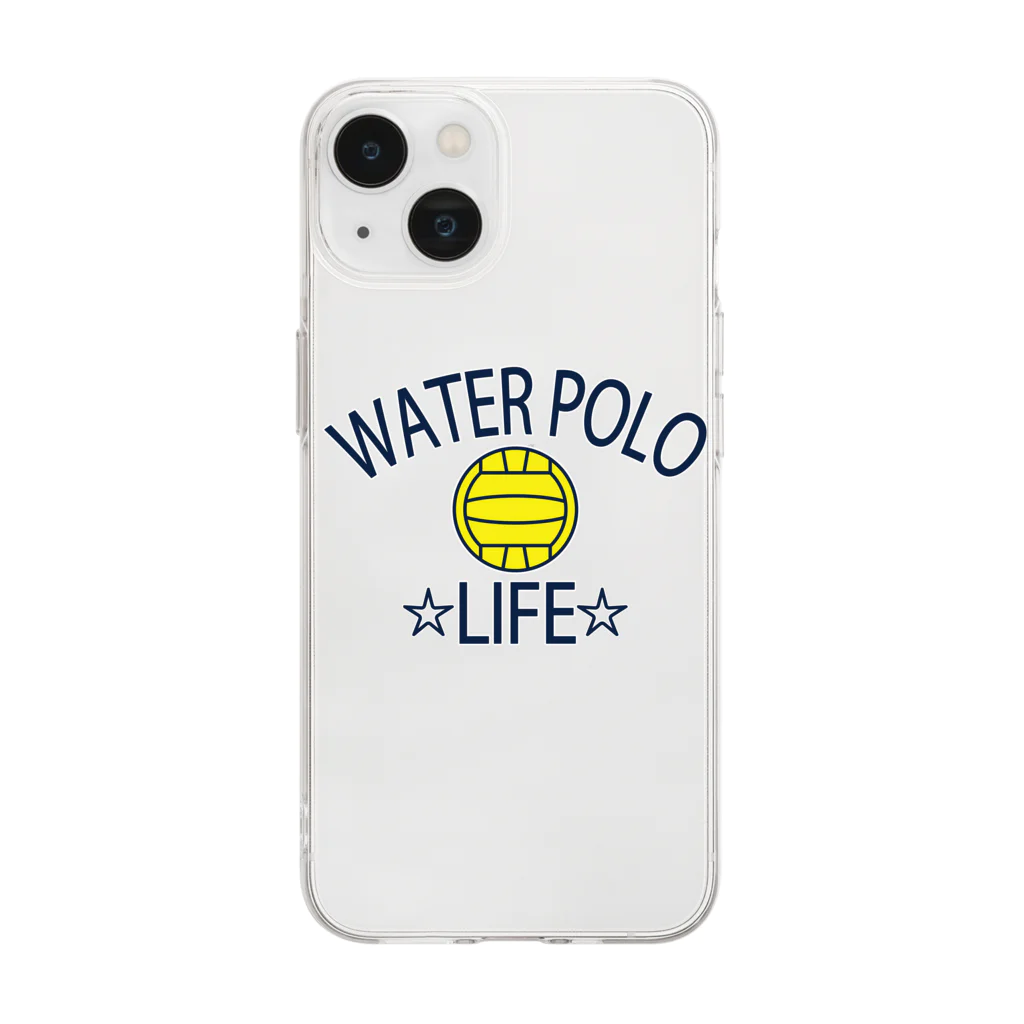 sports_tower スポーツタワーの水球(すいきゅう)(water polo)・アイテム・デザイン・Tシャツ・チームT・かっこいい・かわいい・クラブT・球技・得点・ボール・選手・ポジション・部活・スポーツ・シンプル・チームワーク ソフトクリアスマホケース