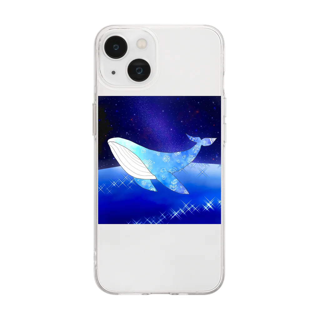 palan🦋‪の宇宙クジラ Soft Clear Smartphone Case