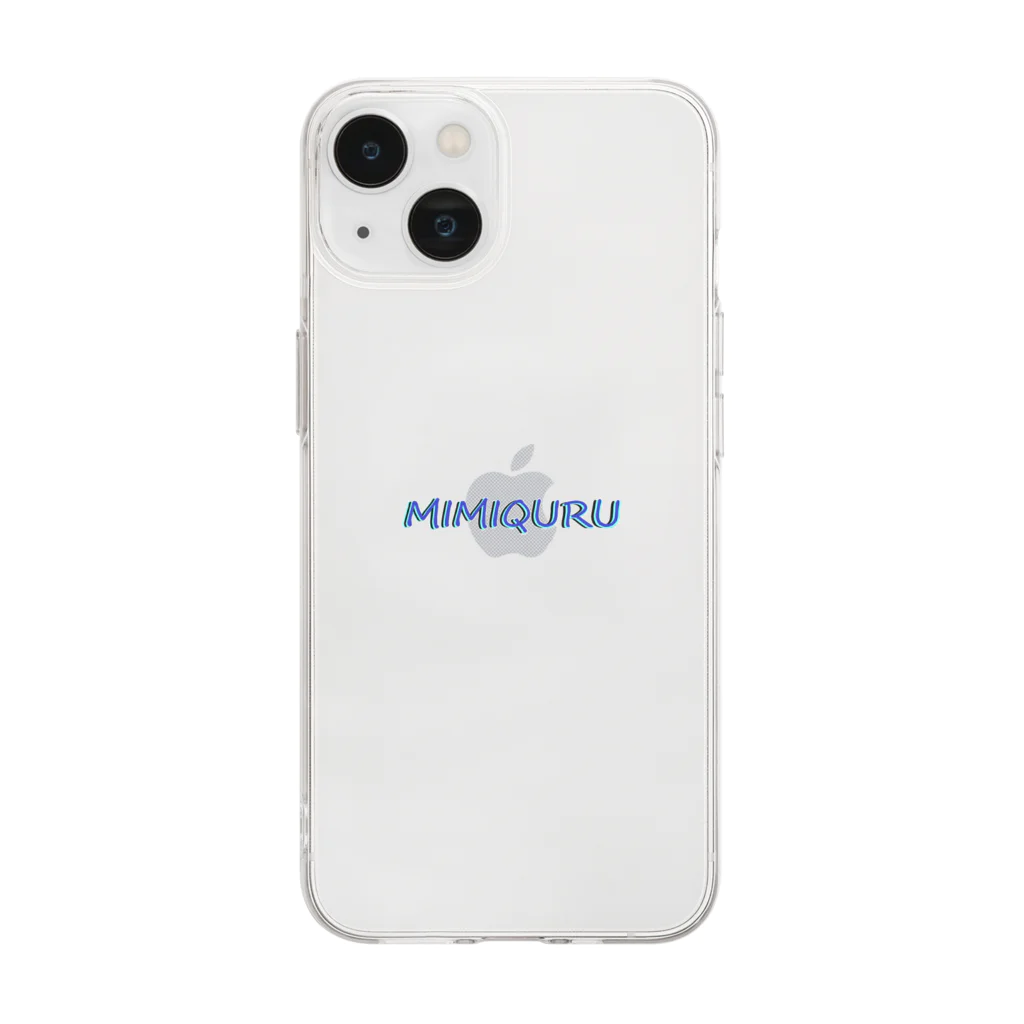  #satisfyingのMIMIQURU ミミキュル　ブルー夏文字 Soft Clear Smartphone Case