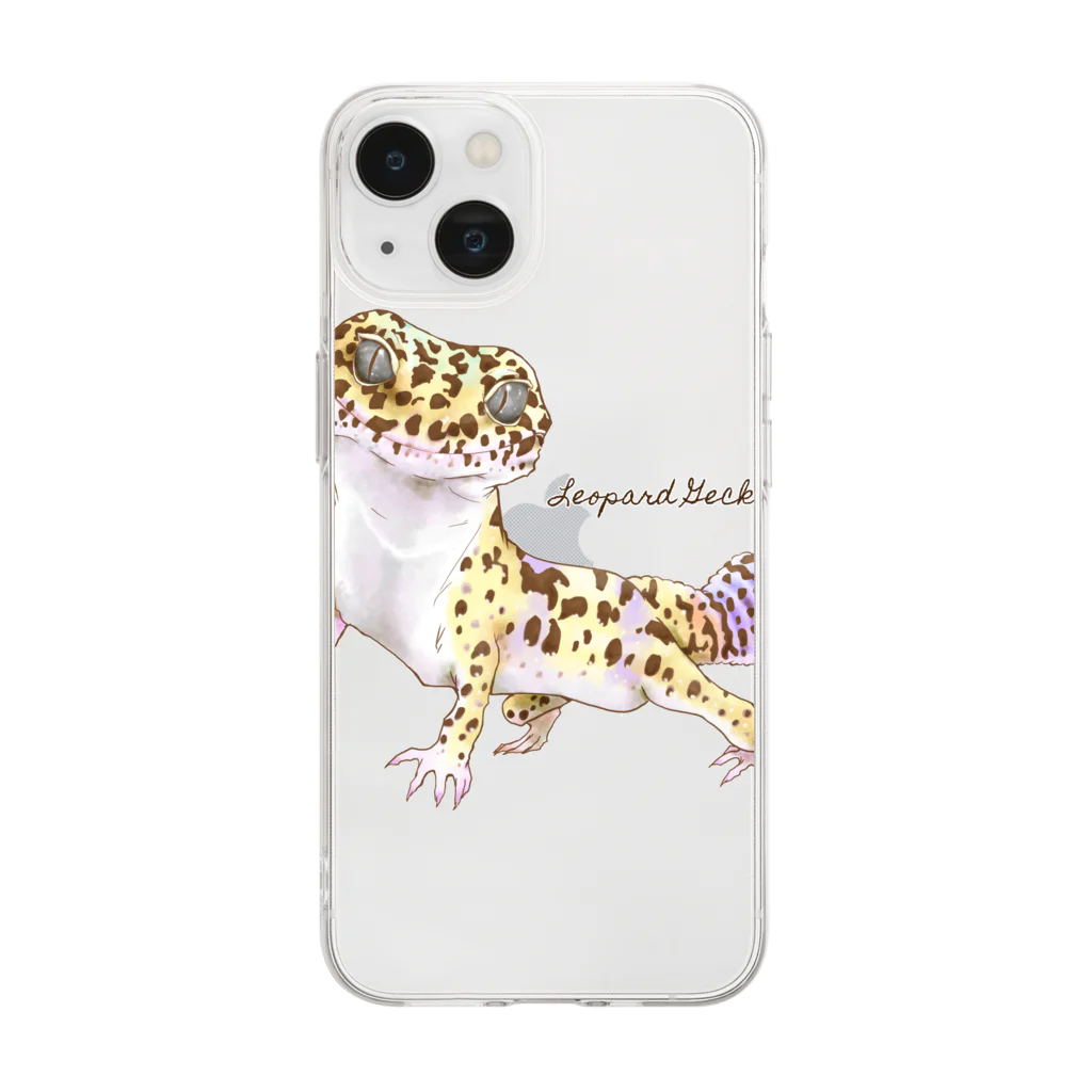 あや_動物のイラストのヒョウモントカゲモドキ　レオパードゲッコー　レオパのイラストグッズ Soft Clear Smartphone Case
