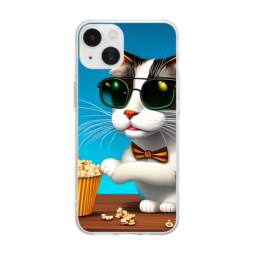 じょんすたいるのPopcorn Cat Soft Clear Smartphone Case