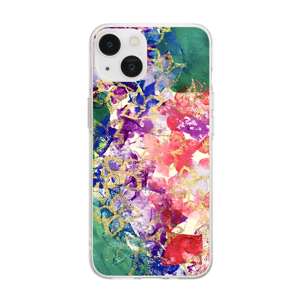 季節の庭園（ななみ紗名のショップ）の紫陽花のグッズ Soft Clear Smartphone Case