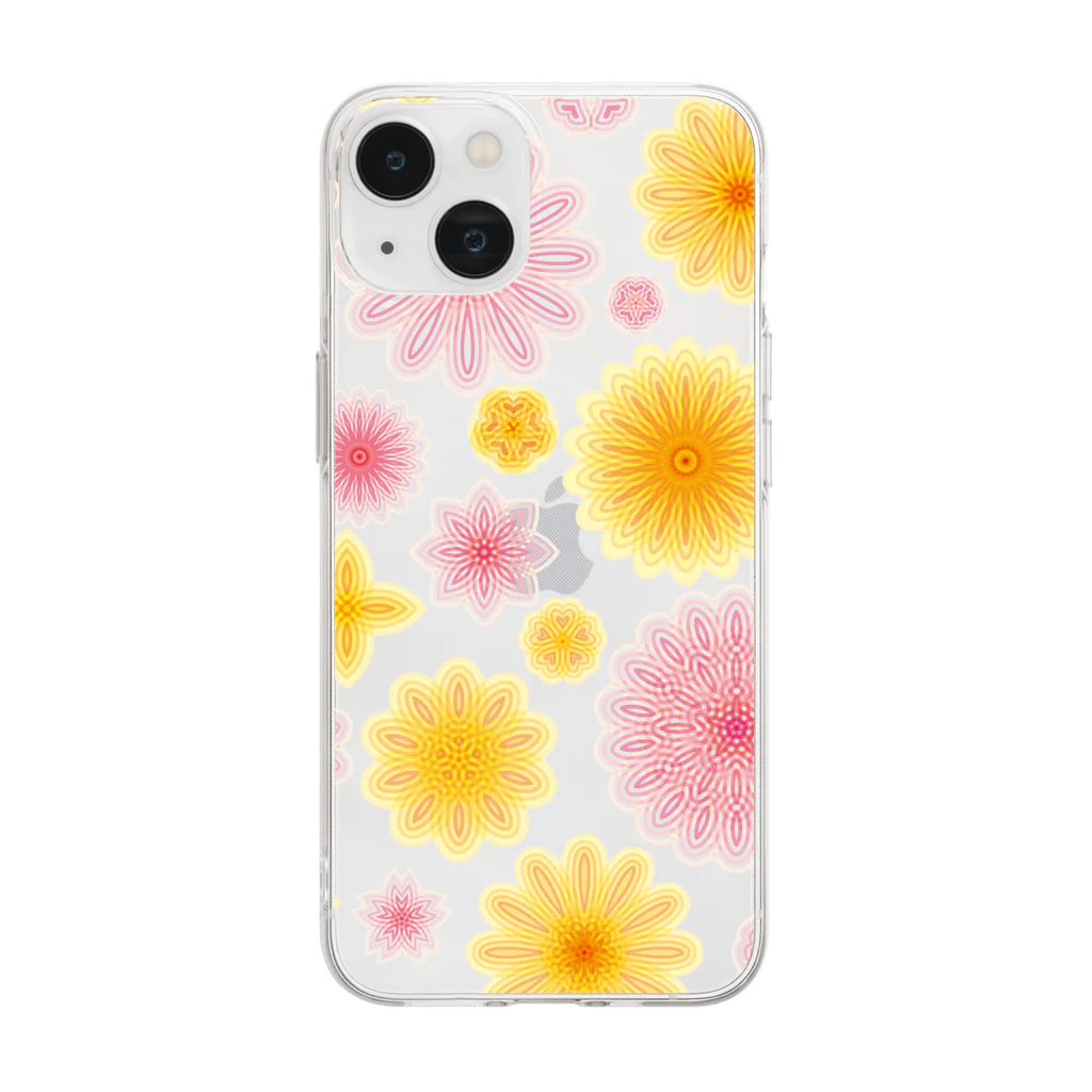 kimchinの華やかな色合いの花柄 Soft Clear Smartphone Case