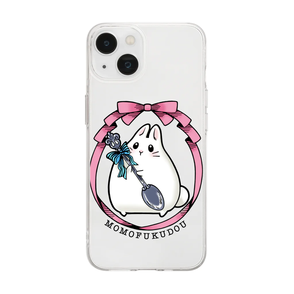 百福堂のゆるうさもっちーロゴグッズ Soft Clear Smartphone Case