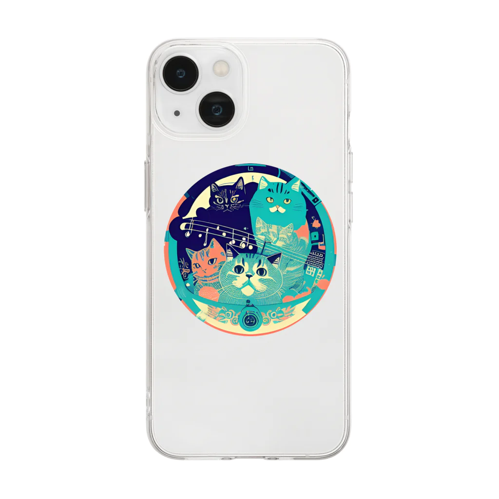 猫子猫の音楽と猫 Soft Clear Smartphone Case