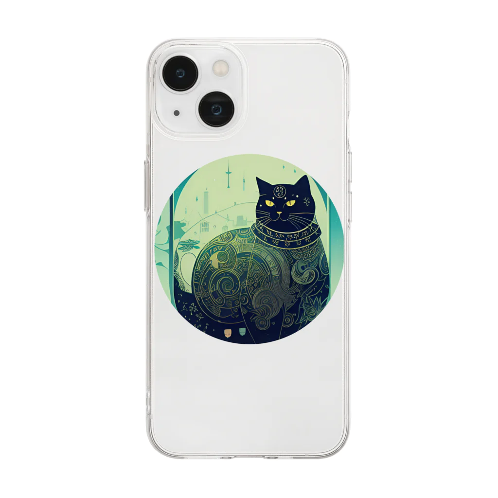 猫子猫のジト目な猫 Soft Clear Smartphone Case