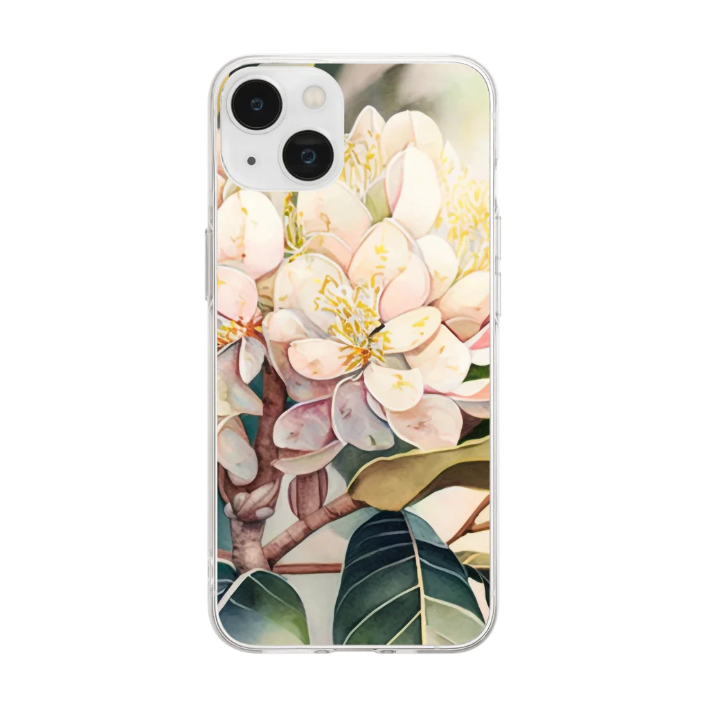 botanicalartAIの沈丁花 Soft Clear Smartphone Case