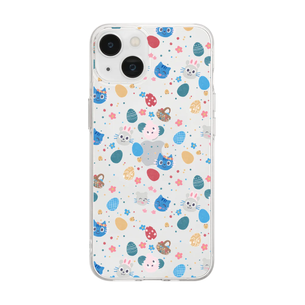 ネズミとネコとたまにウサギのグッズの#ネズミとネコとたまにウサギのイースター柄 Soft Clear Smartphone Case