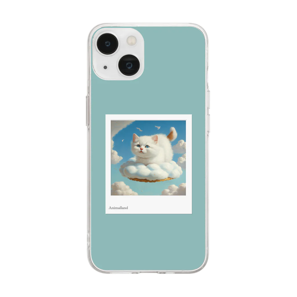 AnimallandのKittyonpiecloud_猫雲　by Animalland Soft Clear Smartphone Case