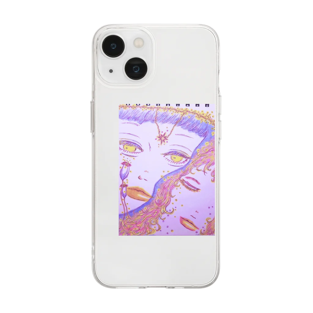 塩バターの夜と花 Soft Clear Smartphone Case